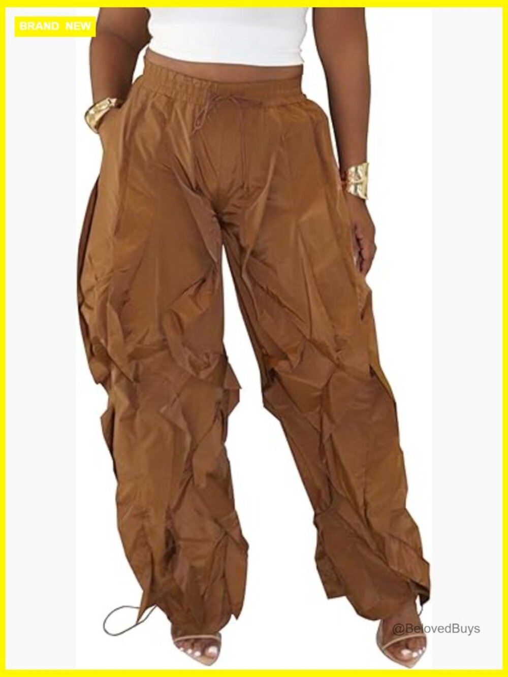 Baggy Ruffle Fringe Pants Drawstring Elastic Waist Wide Leg Jogger Sweatpants